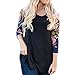 Goddessvan Plus Size Tops, Women Long Sleeve O-Neck Casual Floral Print Shirt Blouse