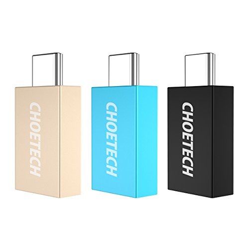 USB C to USB 3.0 Adapter (3-Pack), CHOETECH USB Type C Male to USB 3.0 Type A Female Adapter [OTG] with 56k Resistor for Google Pixel / Pixel xl, LG G6, MacBook, Chromebook Pixel and More
