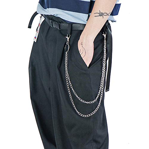 Juland Alloy Wallet Chain Hip Hop Key Chain Biker Trucker Keychain Waist Jeans Chain Motorcyle Punk Pants Trousers Gothic Rock Pocket Double Chain with 2 Lobster Clasp and Keyring