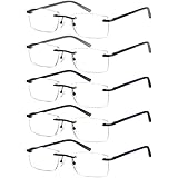 Rimless Reading Glasses for Men, Stylish Blue Light