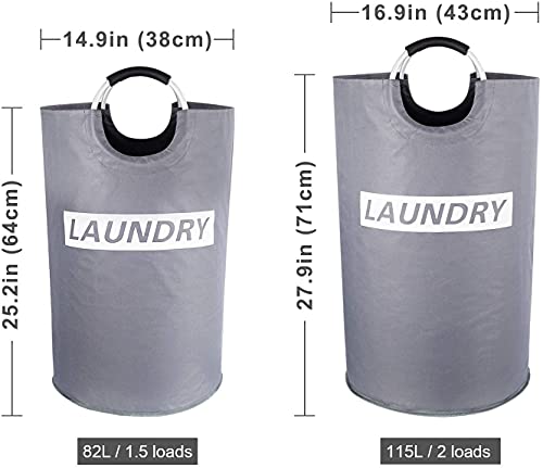 Lifewit 82L Large Laundry Basket Collapsible Clothes Hamper Durable Oxford Fabric Portable Folding Laundry Bin for Bedroom, Laundry Room, Closet, Bathroom, College, Grey