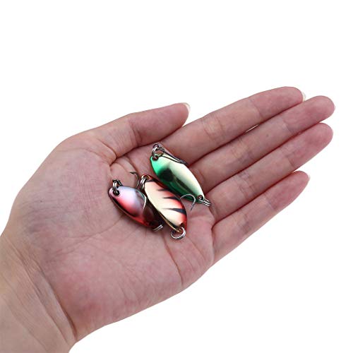 Hongxin Fishing Lure,5/6pcs 5/2.5g Sequin Spoon Fishing Lure Trout Blinker Hard Bait Single Hook Outdoor,Fishing Hooks High Carbon Steel Worm Soft Bait Jig Fish Hooks (B)