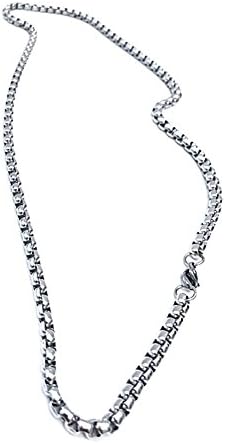 Chain Necklace Stainless Steel, Men Women Unisex Jewelry, Box Style Designed, (20-26") Great Holiday Gift-Length 20"-3MM