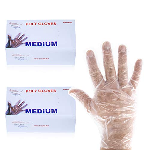 2000 Disposable Food Service Handling and Prep Poly Gloves for Cooking