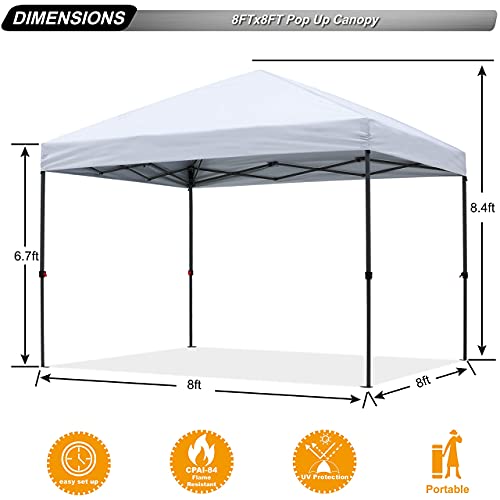ABCCANOPY Durable Easy Pop up Canopy Tent 8x8, White Pricepulse