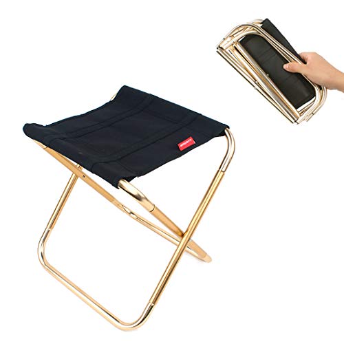 Ultralight Portable Folding Camping Stool for Outdoor Fishing Hiking Backpacking Travelling Outdoor Little Stools (Large Size: 11.8″x10″x12.4″, Black)