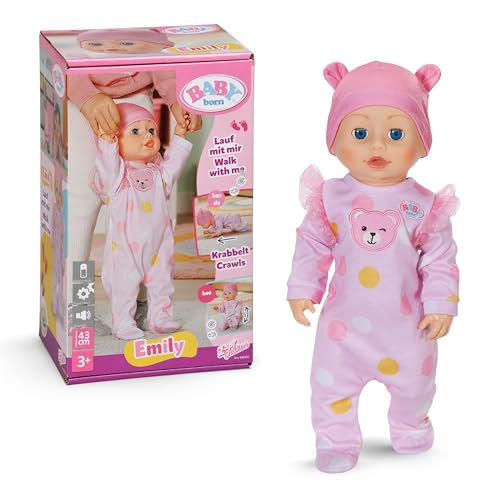 BABY Born Emily Lauf mit Mir - 43 cm Puppe mit elektronischen Funktionen - Krabbel- & Lauflernpuppe mit Soundfunktion - Inkl. rosa Strampler & Mütze - Geeignet für Kinder ab 3 Jahren thumbnail 1