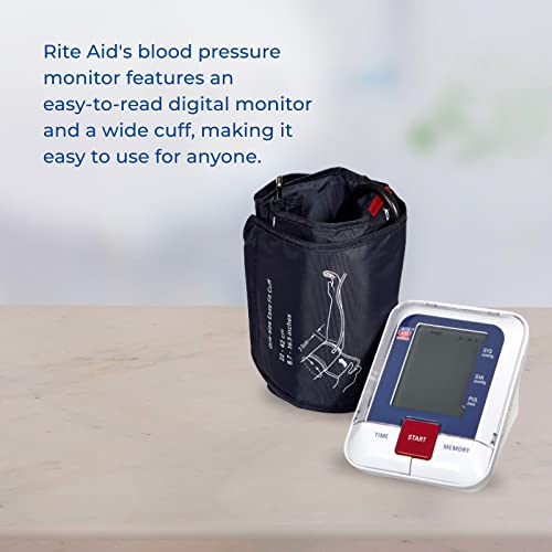 Rite Aid Deluxe Automatic Blood Pressure Cuff Arm Monitor | Digital Blood Pressure Monitor for Upper Arm with Extra Large Display | High Blood Pressure Monitor | Blood Pressure Cuff Wrist