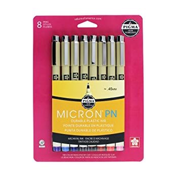 Sakura Pigma 50220 Micron Blister Card Ink Pen Set, Ass't Colors, PN 8CT