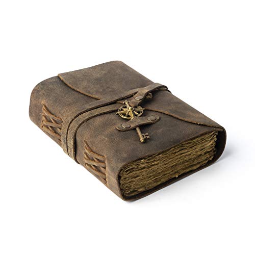 Vintage Leather Journal Lined Pages with Key