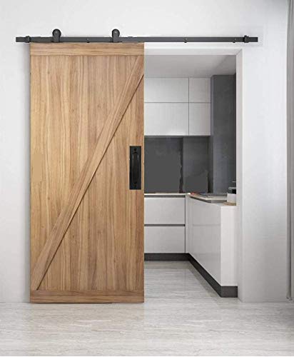 Fpz 7 inch Black Flush Pull Handle for Sliding Doors-Heavy Duty Modern Simple Invisible Flush Pull Handle for Gates Garages Sheds Barn Door, Pocket Door with Flat Bottom Easy to Install