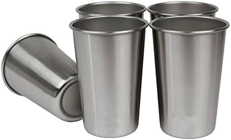 Stainless Steel Cups, 16oz Tumbler Pint Glasses,18/8 Metal Cups BPA Free Cups for Drink Beer Coffee Bar (5)
