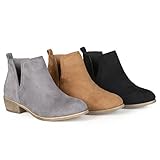 Brinley Co. Womens Faux Suede Cut-out Round Toe Boots