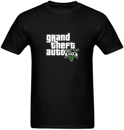 Cetrade Men's Custom Geek GTA V Grand Theft Auto Log tshirt,100% Cotton Shirt XL Black