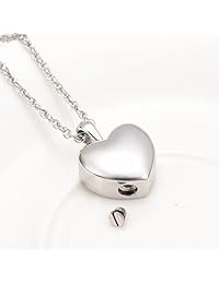 Joyería de cremación para cenizas   Colgante de corazón con medallón   urnas funerarias de recuerdo regalo conmemorativo para mujeres hombres, cadena de 20 pulgadas + kit de relleno