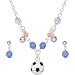 Heirloom Finds Little Girl Soccer Ball Charm Pendant Necklace Earring Set Silver Tone & Enamel