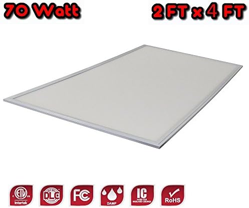 2x4 LED Flat Panel Light - 70 Watt - 3000K - 6,567 Lumens - DLC - ETL Listed - IC and Damp Location Rated - Ultra Thin Edge Lit - Many Applications - New Construction or Retrofits - 5 YR Warranty