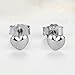 Bamoer White Gold Plated Heart Button Post Earring Stud for Women Gift