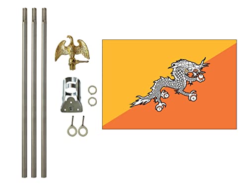 Bhutan 3x5 ft Outdoor Flag and Flag Pole