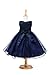 YMING Girls Flower Flower Sequin Princess Tutu Tulle Birthday Party Dress 6-7 Years Navy Blue