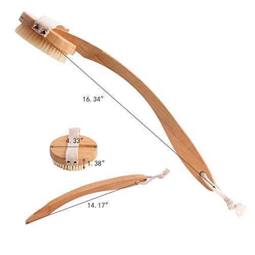 Zhuoyue Body Back Bath Brush - for Shower with Long Handle, Back Washer Scrubber Dry Brush for Lymphatic, Exfoliator, Anticellulite