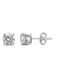 Diamond Jewel - Pendientes de tuerca de diamante redondo de 14 quilates con certificado IGI, 1 quilate