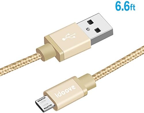 Idoove 6.6ft/2m Durable Micro USB Cable [Kevlar Fiber &amp; Double Braided Nylon] Charging&amp;Sync Cord for Power Bank, Samsung, Nexus, LG, Motorola and all Android Smartphones(Gold)