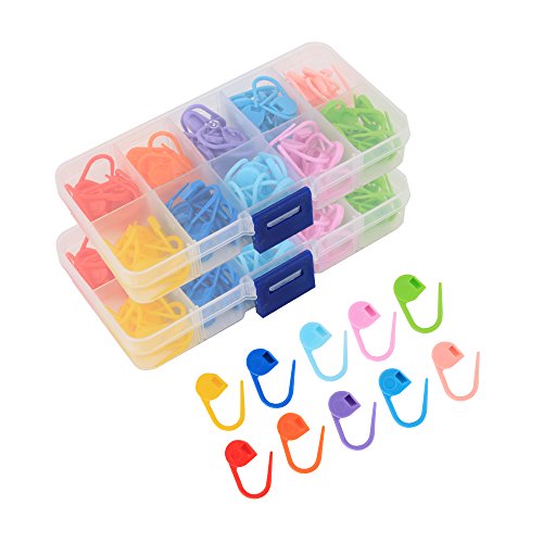 UOOU 240 Pcs Locking Stitch Knitting Crochet Needle Clip Counter Markers Stitch 10 Colors