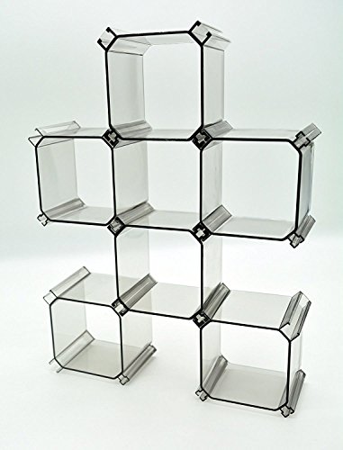 6-Piece Honeycomb Drawer Organizer, Household Partition Bee Style Underwear Socks Bras Ties Belts Scarves, Toy Doll Crafts Display Stand Can be Spliced Freely, Save Your Space! (Transparent gray)