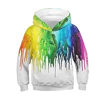 NEWCOSPLAY Unisex Kids Hooded Realistic 3D Galaxy Digital Print Sweatshirt Baseball Jersey for Boys Girls (11-12 Years, White Paint)