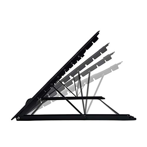 Ventilated Adjustable Foldable Portable Laptop Tablet Stand Riser, Large Version Light Box Laptop Pad Stand with 9 Angles Skidding Prevented Tracing Holder, Fits Up to 10-15.6 inch Notebook, Black