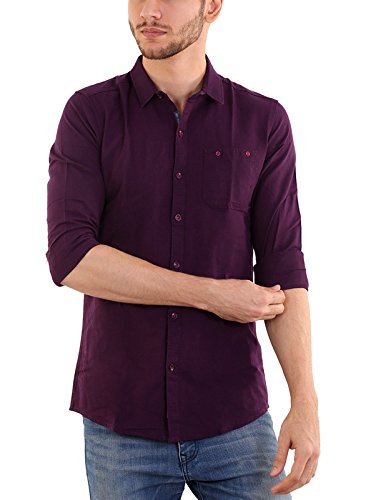 shade-45 men's premium cotton designed full sleeve slim fit plain shirt