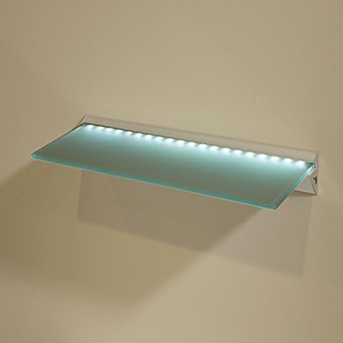 Wallscapes Capri LED 8" x 24" Opaque Aluminum Glass Lighted Shelf Kit Organizer