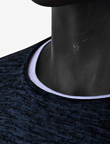 Derminpro Men’s Slim Fit Lightweight Sweater Long Sleeve Pullover Top Crew Neck Shirt Heather Navy X-Large