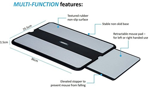 Aidata LAP005 LapPad, Portable LapDesk Notebook Stand with Retractable Mouse Tray, 15.6"