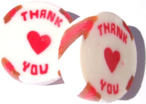545g (approx 100) Red & Brown Wedding Favour Rock Sweets with THANK YOU. Cherry Flavour