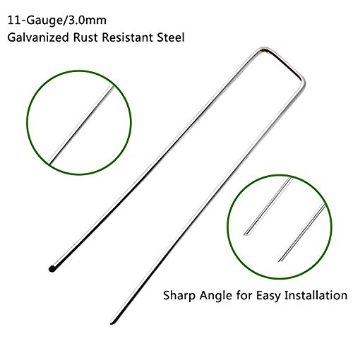 Galvanized Garden Stakes, ZOUTOG 150 Pack 6-inch Landscape Fabric Stakes Staples for Securing Sod Ground/Ground Cover/Pets Fences/Weed Barrier Fabric/tarps/Wires