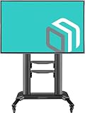 ONKRON Universal Mobile TV Stand with Shelves TV Cart on Wheels for 40" - 75 Inch Flat Panel Curved LCD LED OLED Screens up to 100 lbs TS27-71 (Black)
