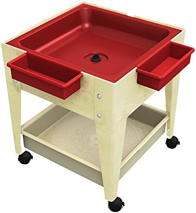 Childbrite 24" Sand and Water Activity Center Mobile-Mite 1 Mega-Tray and 1 Red Tub with Drain, Sandal Frame, 4 Casters