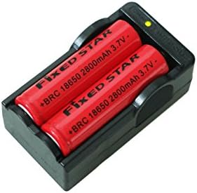 2Packs 3.7V 18650 Lithium ion Batteries 2800mAh Rechargeable Button Top and One 18650 Li-ion Battery Charger