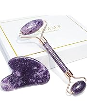 BAIMEI Jade Roller, Roller & Gua Sha Set, Facial Roller Beauty Massage Tool