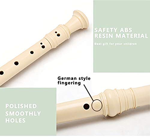Skoye Soprano Recorder,Ivory White German Style 8 Hole with Cleaning Rod, Black Storage Bag
