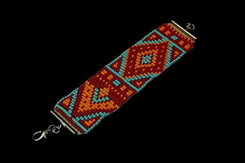 Wide Bracelet Ethnic Style - Glass Seed Bead Bangle Ethnic Beaded Bracelets Bead Jewelry Old Patterns Native America Style Bead Bracelet Rainbow Gift Box Valentines Gift Ideas.