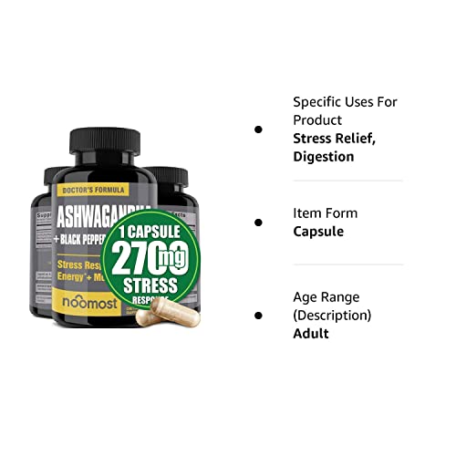 Organic Ashwagandha Capsules 2700mg Pure Ashwaganda w/ Black Pepper Promote Anti Stress Relief, Natural Mood Support & Focus Support as Natural Energy Supplements for Women & Men - 2 Months Supply