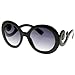 Black Designer Inspired Round Fashion Sunglasses Women Baroque Swirl Arms Sun Glasses Vintage