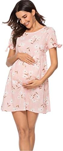 Summer Maternity Clothing for Women Cotton Blended Short Sleeve Floral Print Maternity Dress JoyJay💕