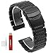 Hstrap 20mm Metal Watch Bands Deployment Buckle Brushed Polished Black Watch Band Strap for Men