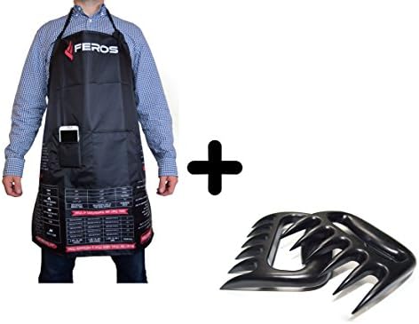 FEROS KIT - (3 Items!) FEROS Cheat Sheet BBQ Apron + 2 Meat Shredder Bear Claws