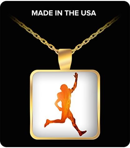 Football Fan Square Pendant Necklace - Gridiron Receiver Gift Idea
