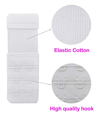 2 Hook Bra Extenders,Stretchy Soft and Comfortable Bra Strap Extender - 4 pcs Pack (White-1) - Thumbnail 2